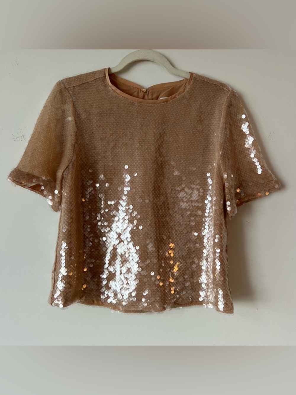 LOFT Sequin Top Blush Pink Womens Small Party Holiday